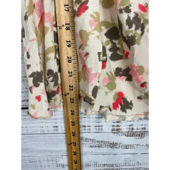 Calvin Klein Babydoll Y2K Top Small Short Sleeves Floral Multicolor Cream 2000s - Picture 4 of 6